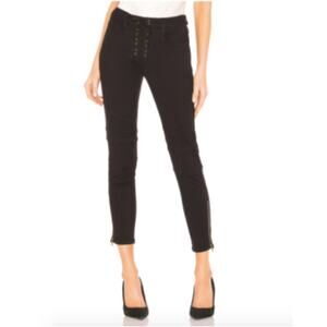 Joie Adorea Skinny Lace-Up Moto Pants in Caviar